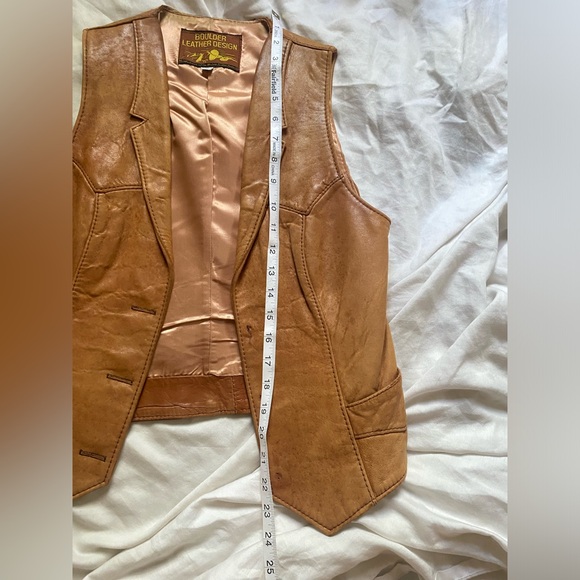 Vintage Western Soft Tan Genuine Leather Vest - Picture 4 of 7